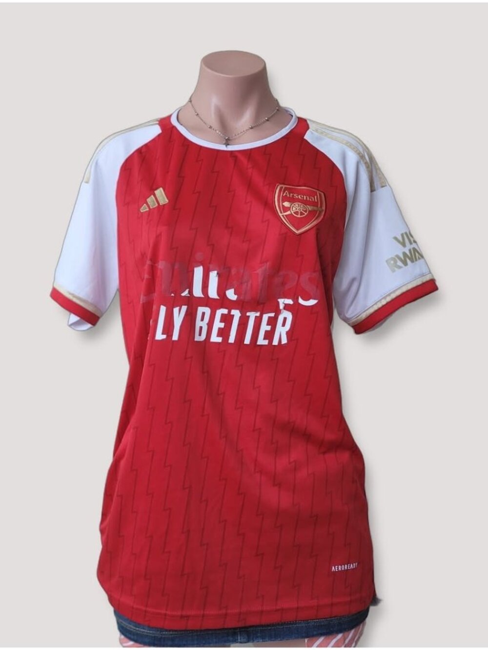 Adidas Red Soccer Jersey Emirates Fly Better Short Sleeve M